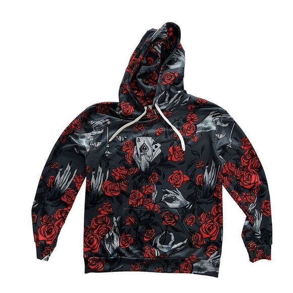 Deadman’s Hand Hoodie Medium Large See Measurements Aces & Eights Roses‎ Scales - Picture 1 of 14